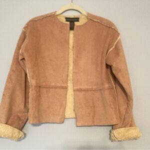 Banana Republic Suede crop tan jacket with sherpa inside sz XS